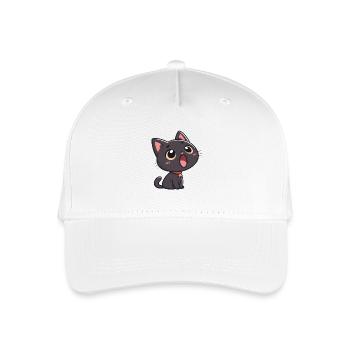 Black Cat in awe - Organic Kids’ Baseball Cap - white - Front