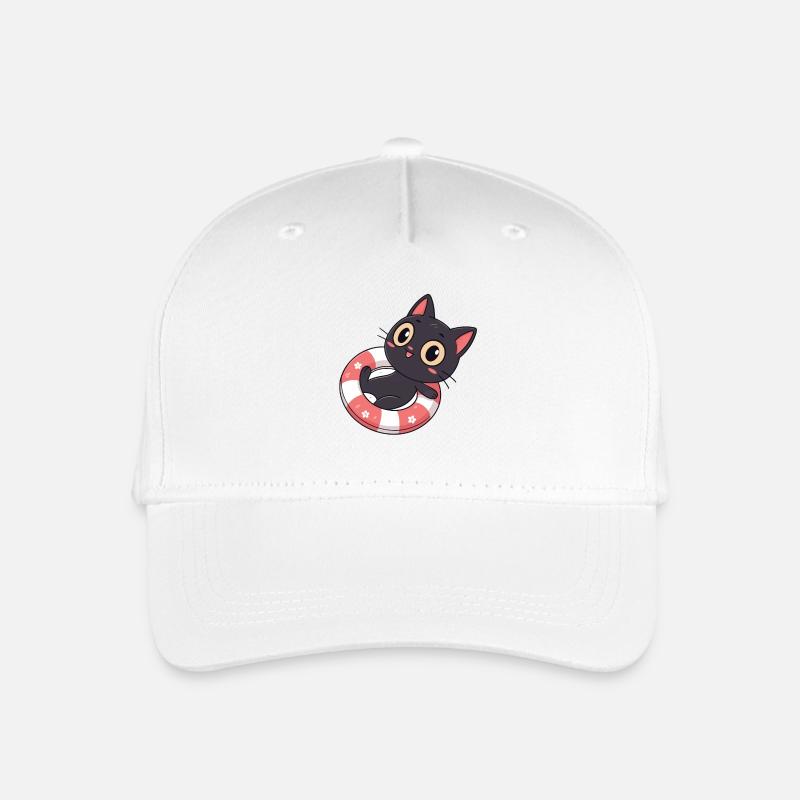 Chat noir sur bouée fleurs - Casquette de baseball bio Enfant - blanc