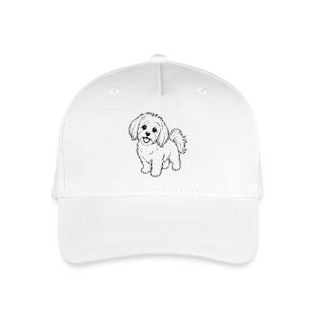 Malteser_Hund_schwarz - Kinder Bio Basecap - Weiß - Vorne