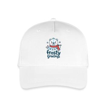 Frostige Grüße – Eisbär mit Lichterkette - Kinder Bio Basecap - Weiß - Vorne
