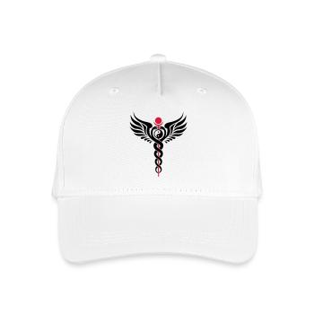 Caduceus, Yin Yang, Schlange, Flügel, Hermetik - Kinder Bio Basecap - Weiß - Vorne