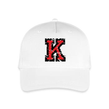 K (Vintage Rot) Buchstabe K - Kinder Bio Basecap - Weiß - Vorne