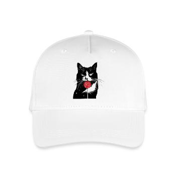 Katze Naschkatze Lolli Süßigkeiten - Kinder Bio Basecap - Weiß - Vorne