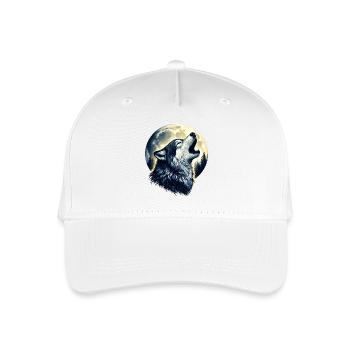 Wolf heult den Vollmond an - Kinder Bio Basecap - Weiß - Vorne