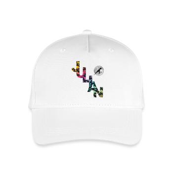 JULIAN - Beautiful boy name with dinosaur - Organic Kids’ Baseball Cap - white - Front