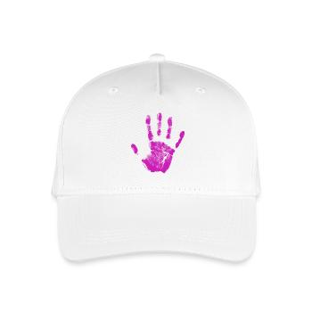 Handabdruck bemalte Identität Finger und Handfläche - Kinder Bio Basecap - Weiß - Vorne
