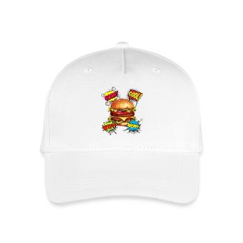 Burger Pop Art Hamburger Cheeseburger Fast Food - Kinder Bio Basecap - Weiß - Vorne