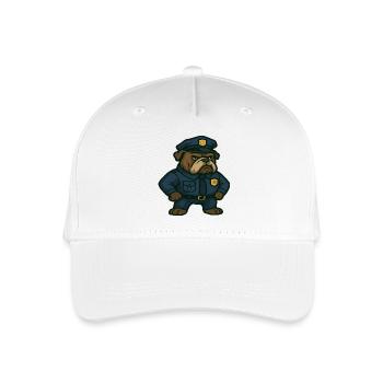 Bulldogge Polizist Karikatur - Kinder Bio Basecap - Weiß - Vorne