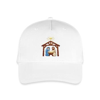 Bestickte Krippe – Weihnachtsgeschichte (gedruckt) - Kinder Bio Basecap - Weiß - Vorne
