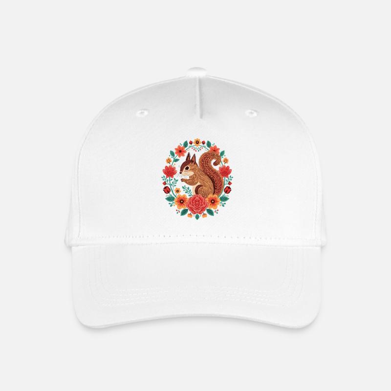Eichhörnchen im Blumenkreis - Kinder Bio Basecap - Weiß