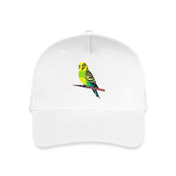 Bunter Wellensittich auf Ast Motiv gelb grün blau - Kinder Bio Basecap - Weiß - Vorne