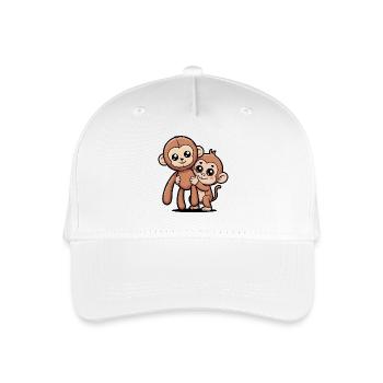 Punch Süßer Cartoon Affe mit Stofftier Viral Shirt - Kinder Bio Basecap - Weiß - Vorne