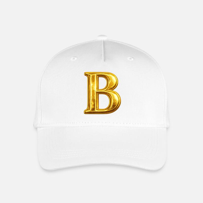 Gold 'B' Monogram - Organic Kids’ Baseball Cap - white