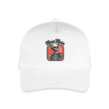 Moin Moin Kaffeetrinkendes Skelett - Kinder Bio Basecap - Weiß - Vorne