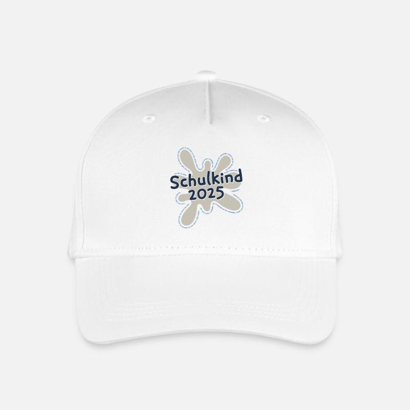 Schulkind 2025 Klecks mit Spruch zur Einschulung - Kinder Bio Basecap - Weiß