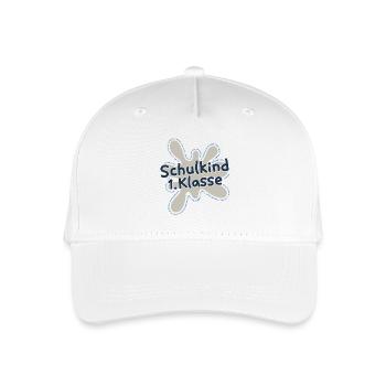 Schulkind 2026 Klecks mit Spruch zur Einschulung - Kinder Bio Basecap - Weiß - Vorne