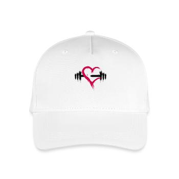 Herz offen Hantel Sport - Kinder Bio Basecap - Weiß - Vorne