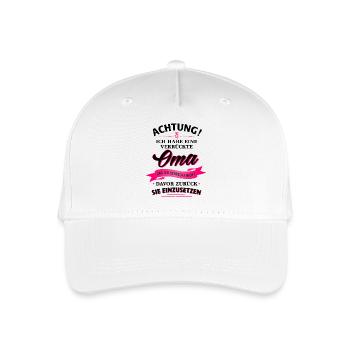 Achtung! verrückte Oma Verwandte Familie Kind - Kinder Bio Basecap - Weiß - Vorne