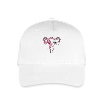 Eierstöcke / Gebärmutter mit Lashes - Kinder Bio Basecap - Weiß - Vorne