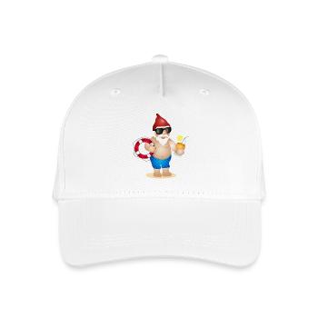 Gartenzwerg mit Badehose,Rettungsring und Getränk - Kinder Bio Basecap - Weiß - Vorne