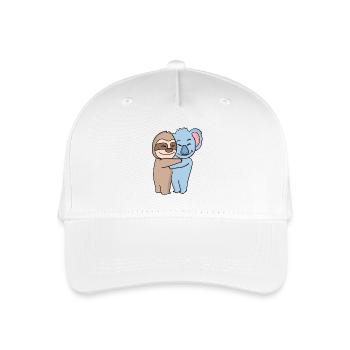 Faultier und Koala niedliche Tiere knuddeln - Kinder Bio Basecap - Weiß - Vorne