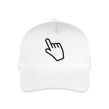 Hand zeigt mit dem Zeigefinger auf etwas - Kinder Bio Basecap - Weiß - Vorne