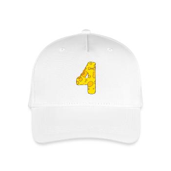 Zahl 4 Ziffer Käse - Kinder Bio Basecap - Weiß - Vorne