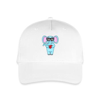 Elefant mit Sonnenbrille und Herz - Kinder Bio Basecap - Weiß - Vorne