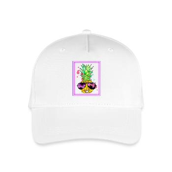 Pineapple Retro Neon Art - Organic Kids’ Baseball Cap - white - Front