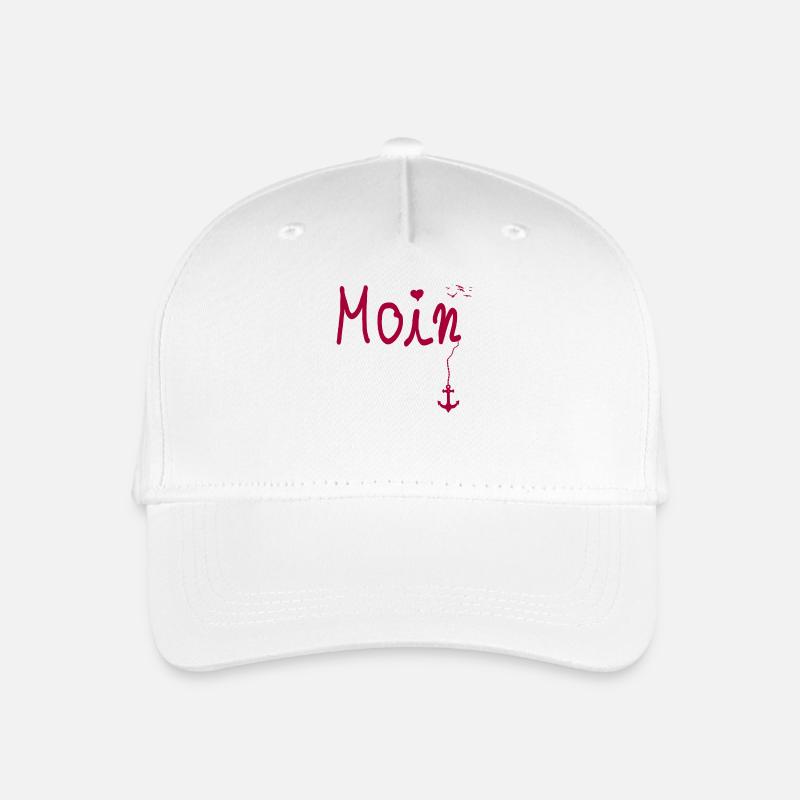 Moin Begrüßung Moin mit Möwe in Pink - Kinder Bio Basecap - Weiß