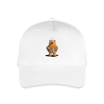 Morning grouch bear with coffee - Organic Kids’ Baseball Cap - white - Front