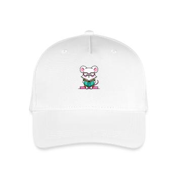 Leseratte Maus im Buch - Kinder Bio Basecap - Weiß - Vorne