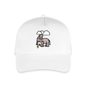 Elefant Zootiere Früchte Obst naschen Kinder Baby - Kinder Bio Basecap - Weiß - Vorne