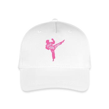 Weibliche Karateka - Kinder Bio Basecap - Weiß - Vorne