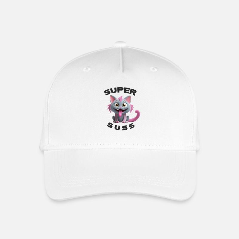 Monstre chat super mignon avec une longue langue - Casquette de baseball bio Enfant - blanc