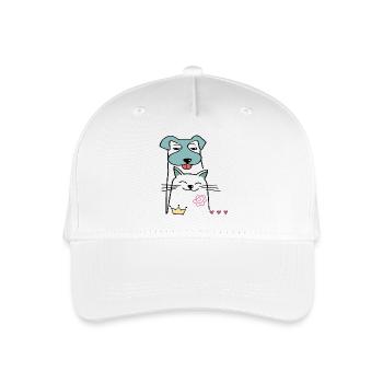 Dog and cat - Organic Kids’ Baseball Cap - white - Front