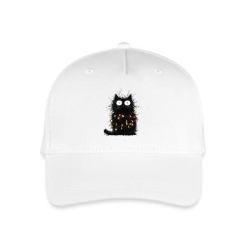 Lustige Katze Weihnachtsbaum Lichterkette Geschenk - Kinder Bio Basecap - Weiß - Vorne