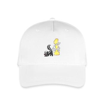 Zahl 1 Nummer Eins - Stinktier Motiv - Kinder Bio Basecap - Weiß - Vorne