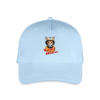 Time for a race - Speedy Cat Racer Time to - Organic Kids’ Baseball Cap - light blue - Front