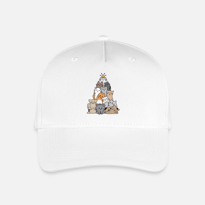 Katze Weihnachtsbaum - Kinder Bio Basecap - Weiß