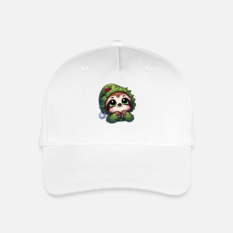Lustiges Faultier Weihnachtsbaum Kostüm Cartoon - Kinder Bio Basecap - Weiß