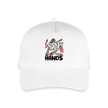 I Eat With My Hands Makeup Artist - Organic Kids’ Baseball Cap - white - Front