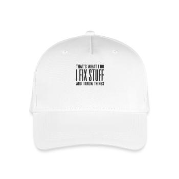 Das ist es, was ich tue, ich repariere Dinge und ich kenne Dinge - Kinder Bio Basecap - Weiß - Vorne