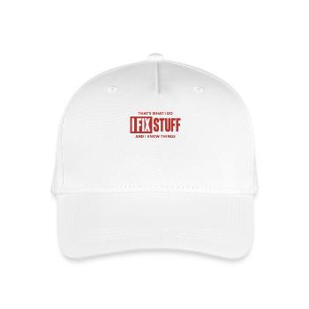 Das ist es, was ich tue, ich repariere Dinge und ich kenne Dinge - Kinder Bio Basecap - Weiß - Vorne