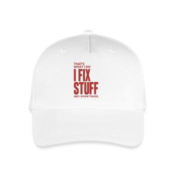 Das ist es, was ich tue, ich repariere Dinge und ich kenne Dinge - Kinder Bio Basecap - Weiß - Vorne