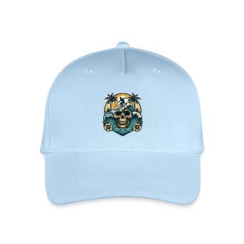 Surfing Surfer skull - Organic Kids’ Baseball Cap - light blue - Front