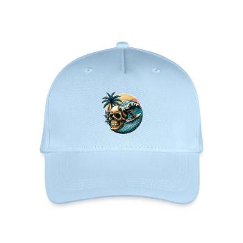 Surfing Surfer skull - Organic Kids’ Baseball Cap - light blue - Front