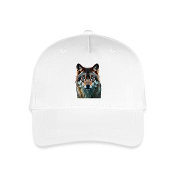 The Sapphire Gaze: Intensives Porträt eines Wolfes - Kinder Bio Basecap - Weiß - Vorne