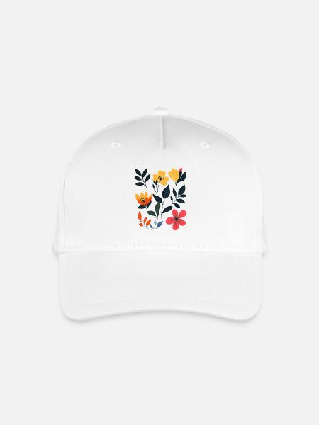 Retro-Blumenwiese: Sommerliche Blütenzauber - Kinder Bio Basecap - Weiß