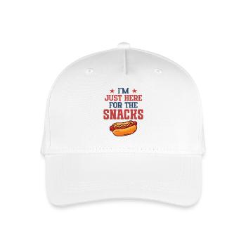 Ich bin nur wegen der Snacks hier - Kinder Bio Basecap - Weiß - Vorne